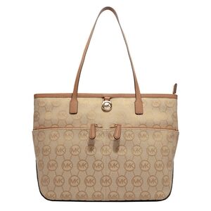 New! MICHAEL KORS MK Logo Monogram Medium Tote Handbag Bag Purse Beige Camel Tan
